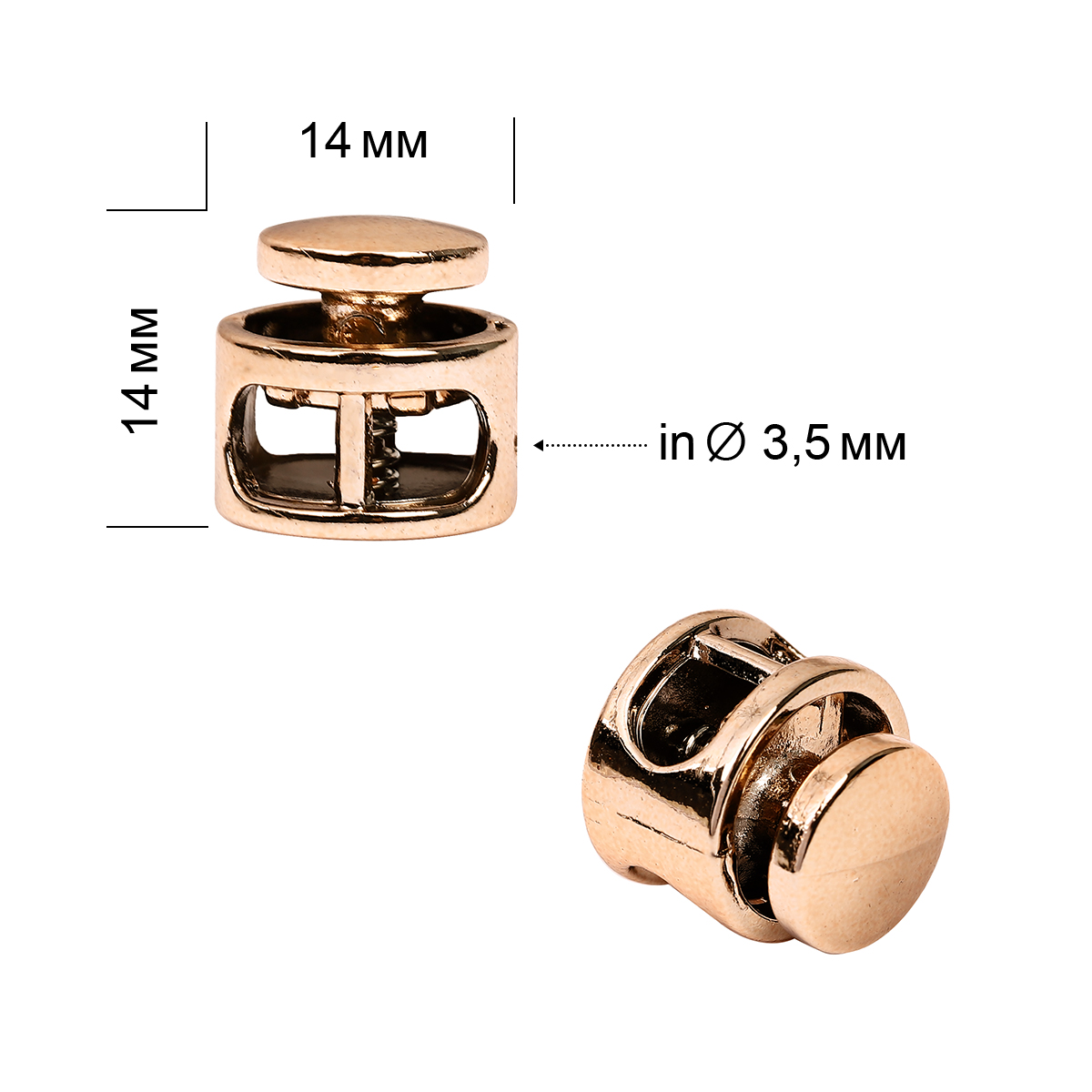 Фиксатор пластик TBY 0324 14*14мм (20шт) цв.золото