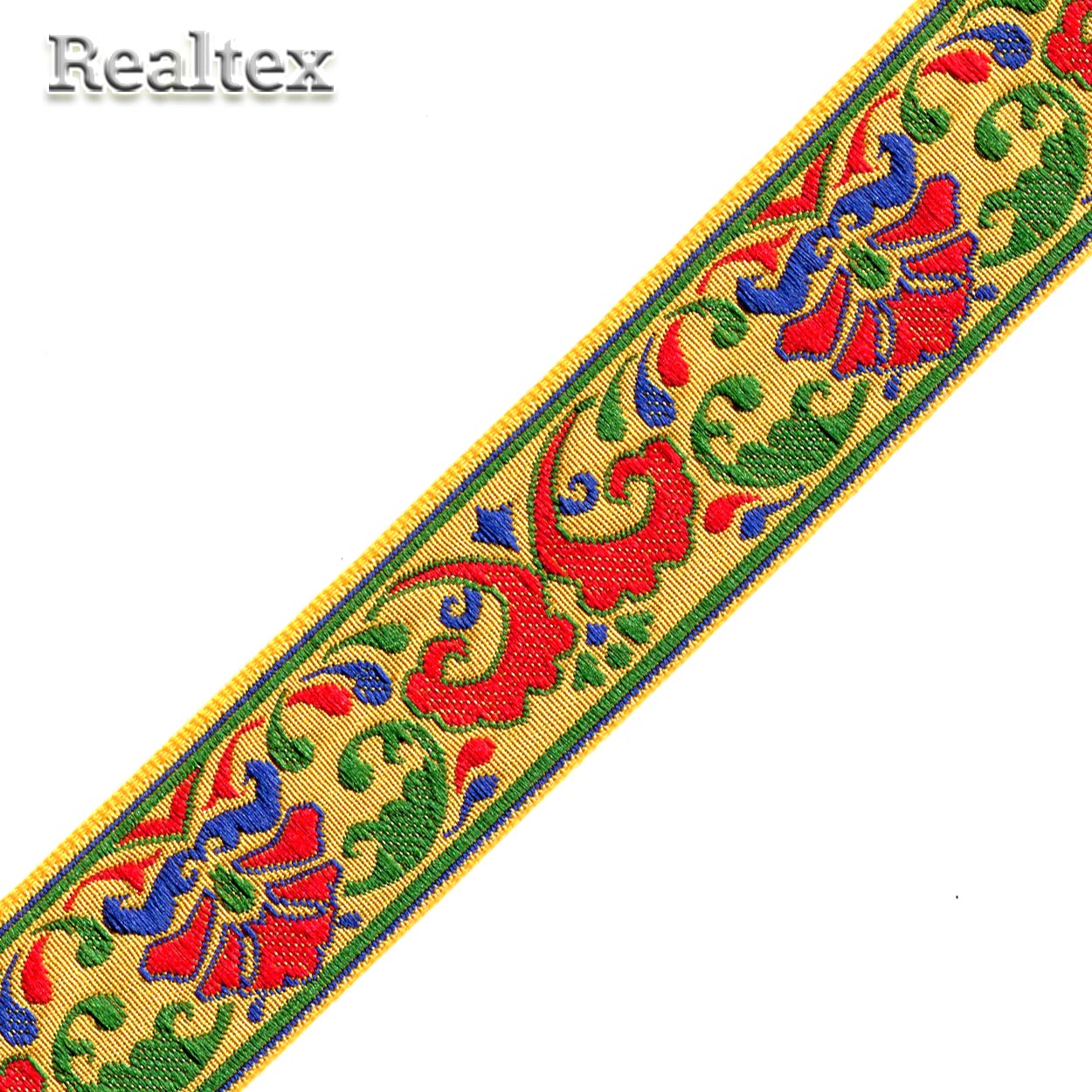 Тесьма жакардовая 32мм с1853г17 рис.9117 (25м) цв.желтый