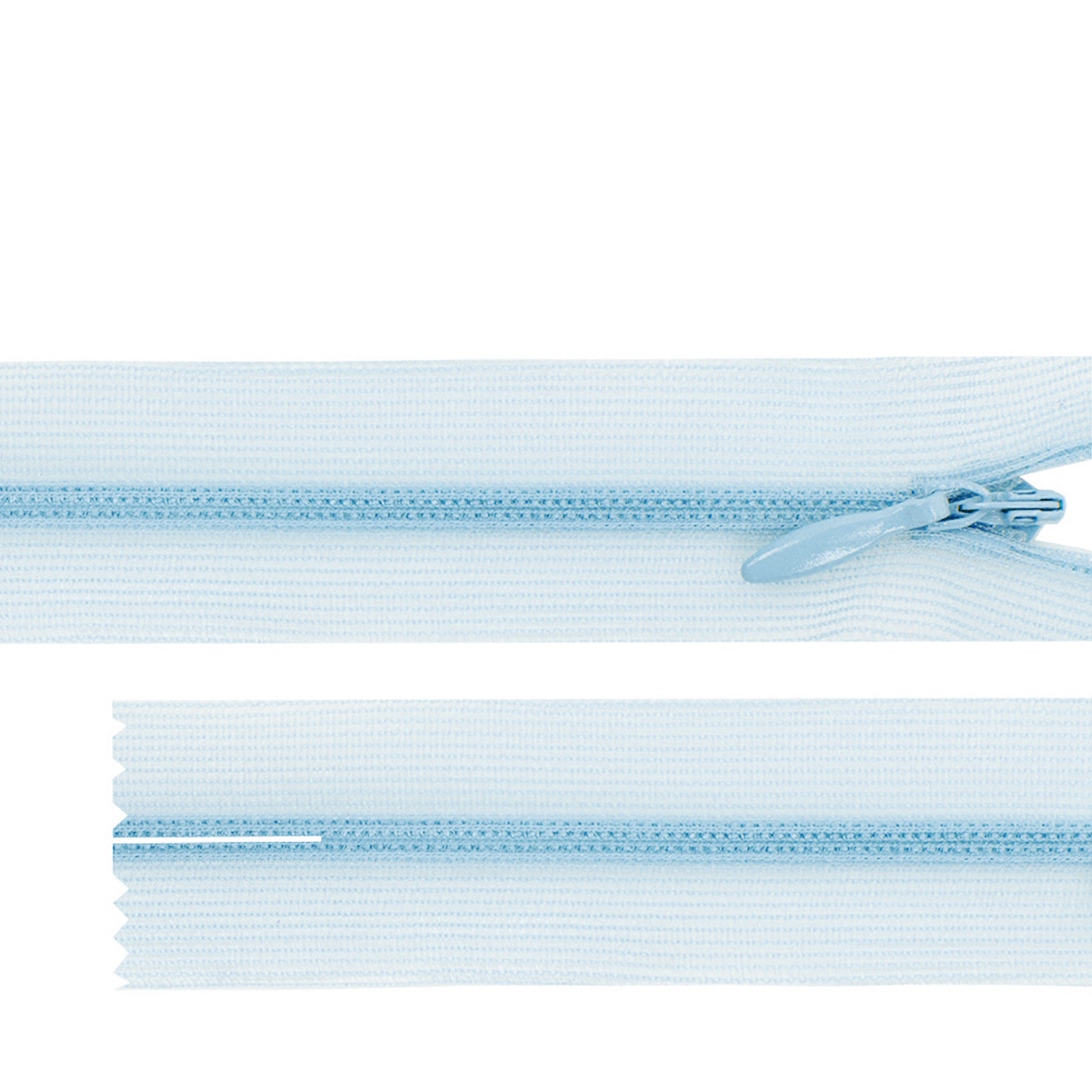 Молния потайная G010S на сетчатой тесьме 50см цв.352 голубой