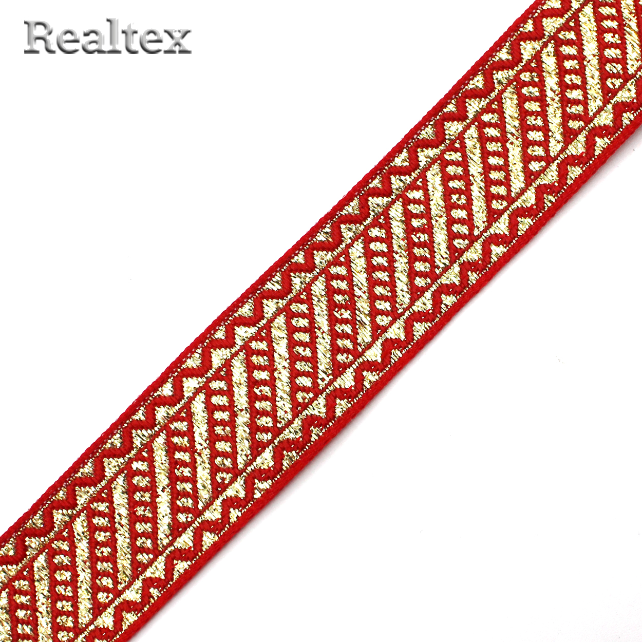 Тесьма жакардовая 24мм с1857г17 рис.9824"в" (10м) цв.красный/золото