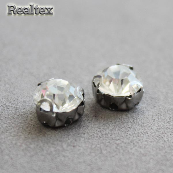 Стразы пришивные стекло в оправе Realtex "круг" 8мм цв.01 Crystal