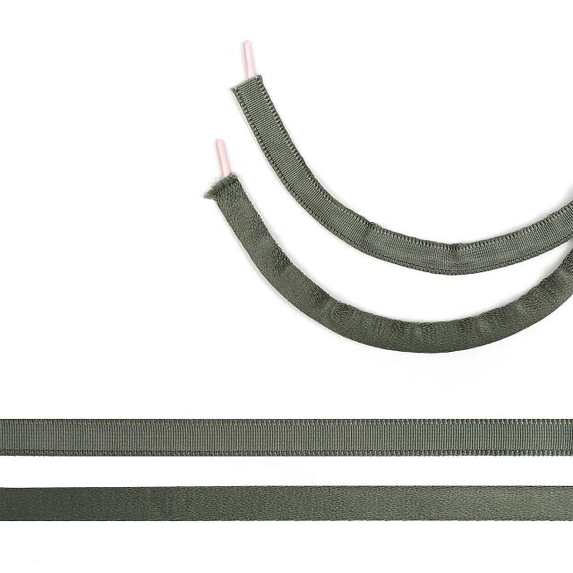 Тесьма бельевая для косточек (тоннельная) полиэстер 63122 10мм (50м) цв.S567 хаки