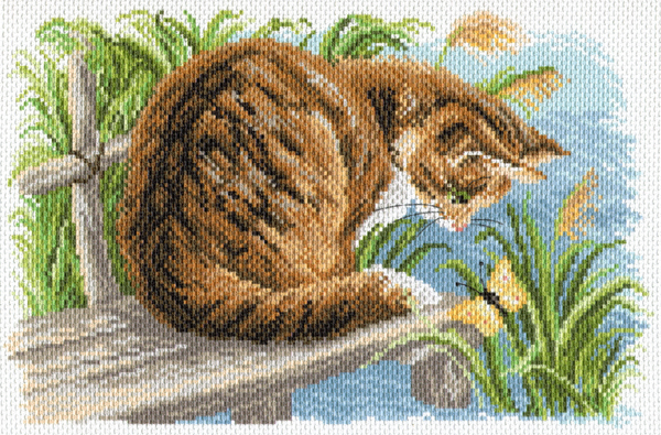Рисунок на канве МП №1688 "Любопытный котенок" 28х37см