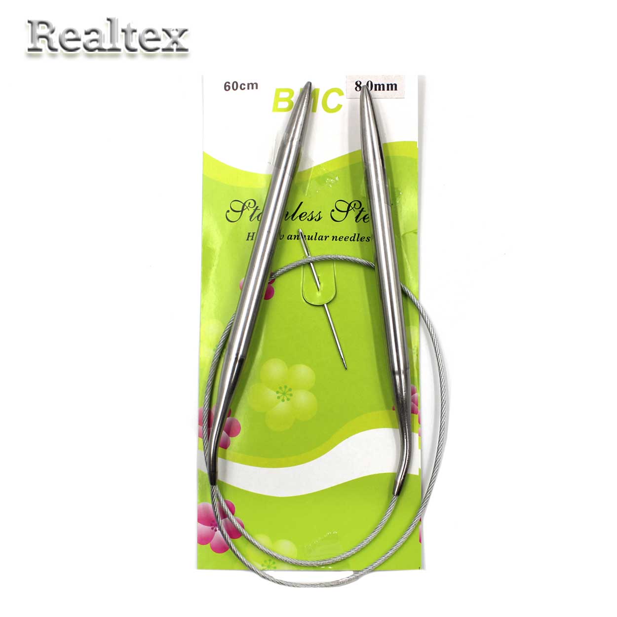 Спицы металл круговые на тросике Realtex 60см №8,0 (10шт) 