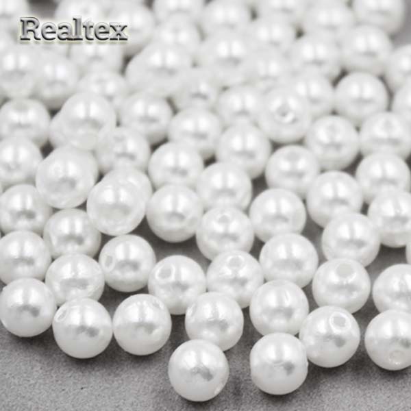 Бусины пластик Realtex 8мм Premium (500гр) цв.белый