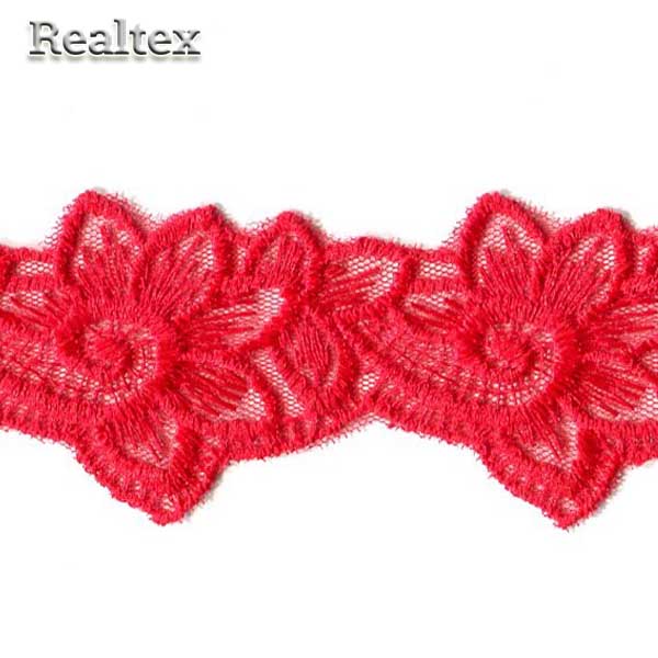 Кружево на сетке  45мм 53-4633 цв.007 т.красный