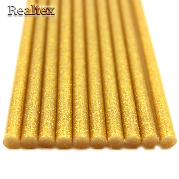 Клей Realtex 7мм с глиттером для малого клеевого пистолета (10шт) цв.золото 