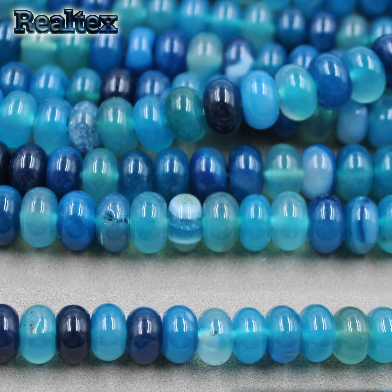 Бусины Realtex из натурального камня Агат рондель 5*8мм дл.38см (72шт) цв.бирюзовый mix