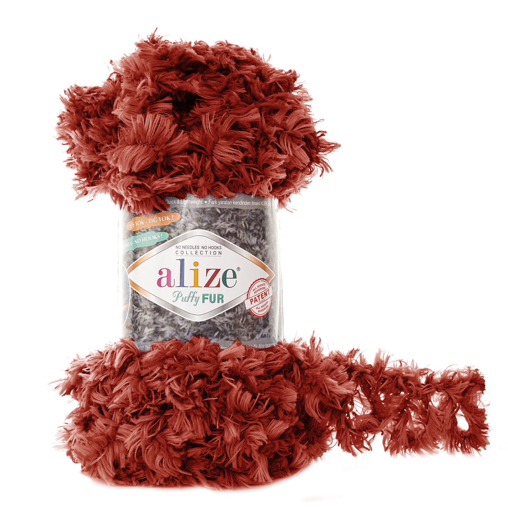Пряжа Alize "Puffy Fur" (100гр) цв.6118 терракот