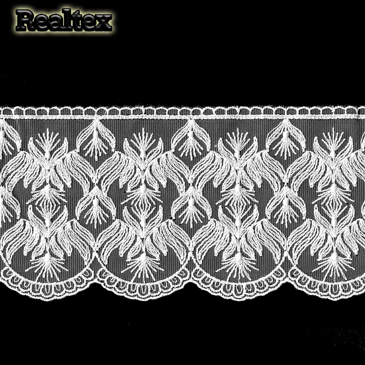 Кружево Реалтекс на сетке 115мм 8BE1119 матовая нить цв.белый