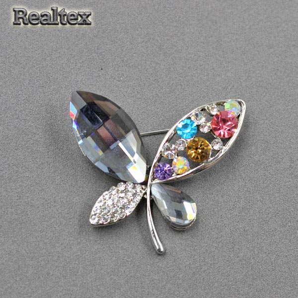 Брошь ювелирная Realtex R-104 "Мотылёк" цв.серебро