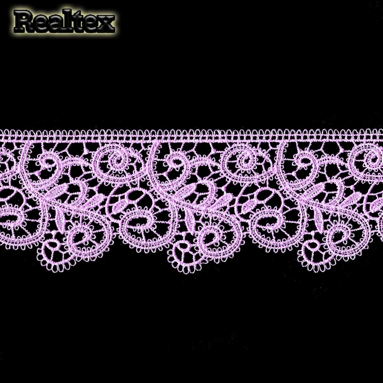 Кружево  гипюр  Realtex  60мм R-6510 (9,1м) цв.сиреневый