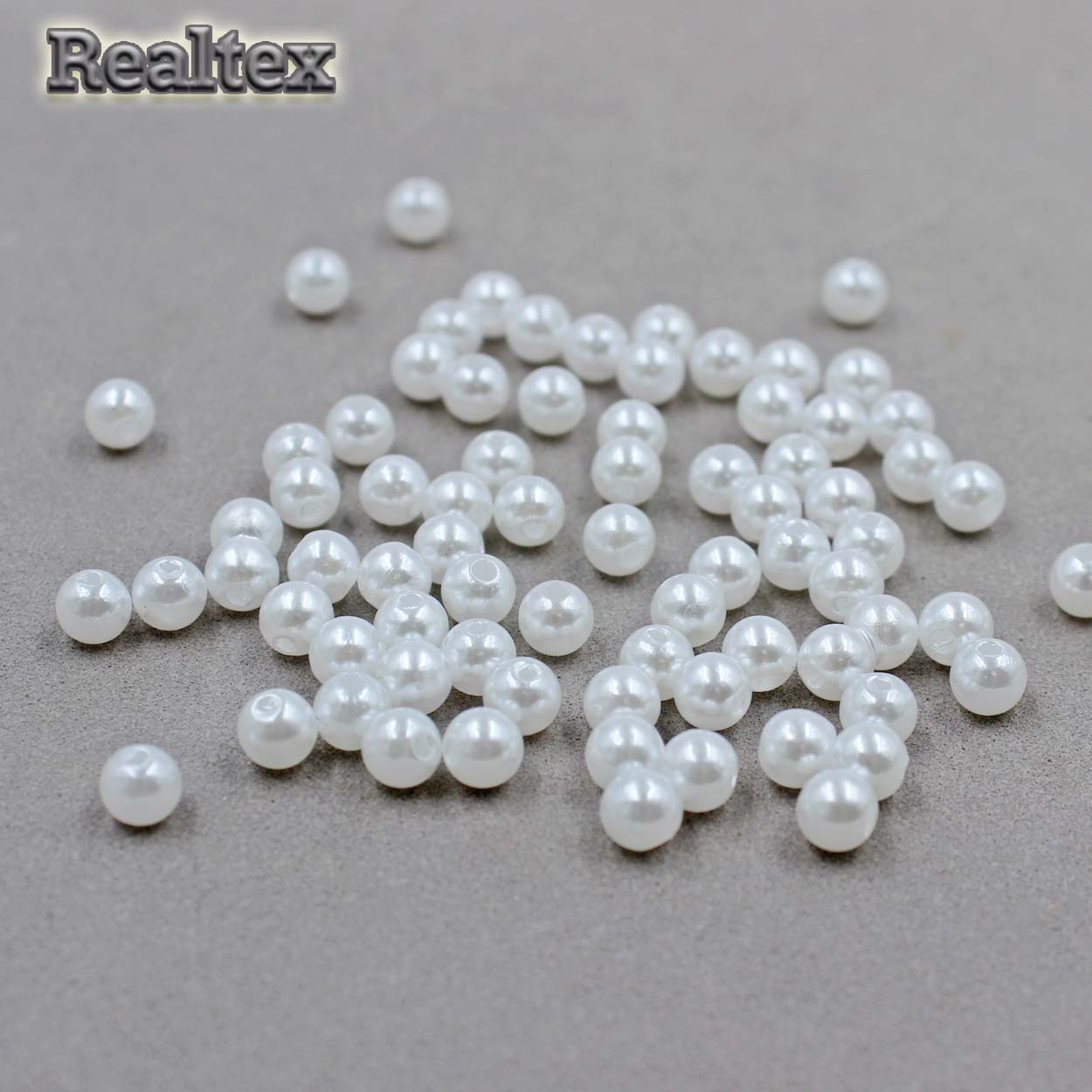 Бусины пластик Реалтекс  6мм под жемчуг (100гр) цв.А129 жемчужный