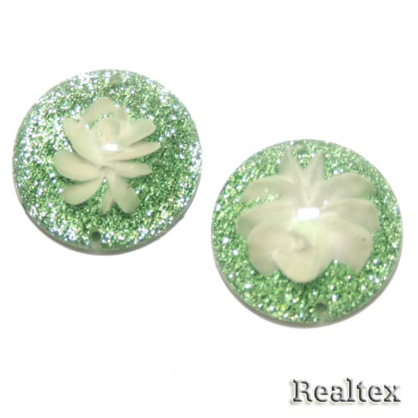 Стразы пластиковые пришивные AB-7 большие цв.салатовый 