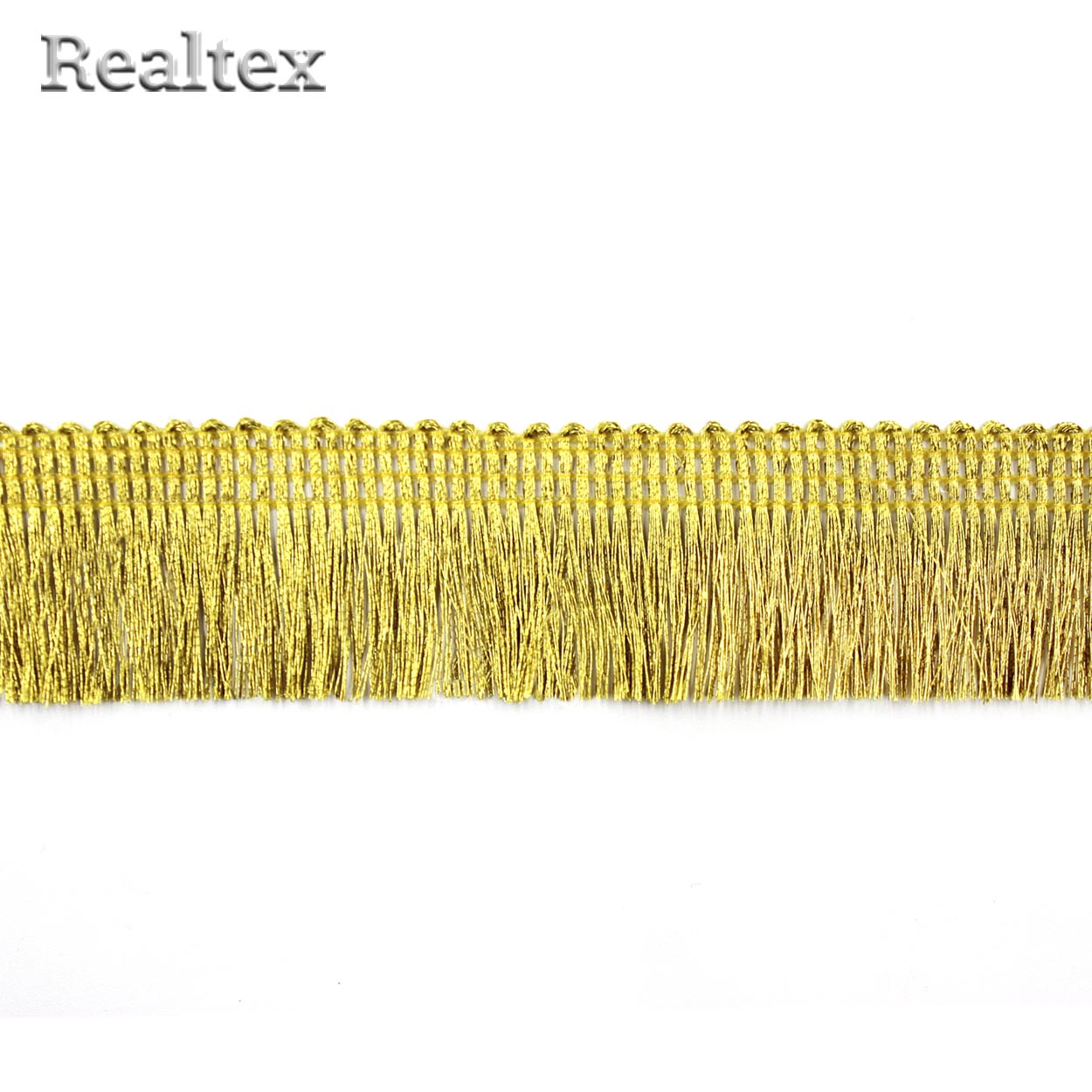 Бахрома Realtex металлизированная 25мм 13-2675 цв.золото