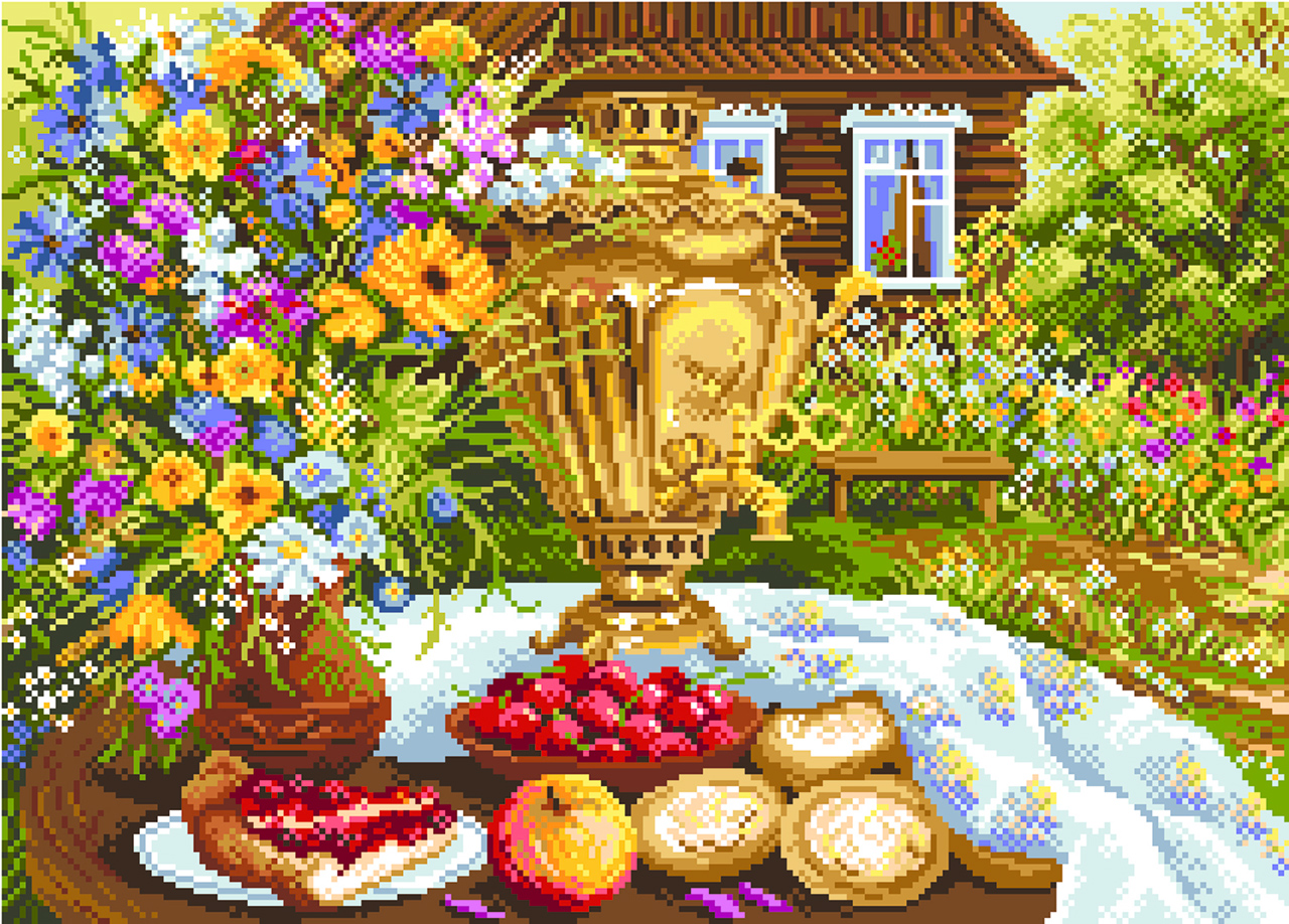 Рисунок на канве МП №1799 "Деревенский натюрморт" 37х49см