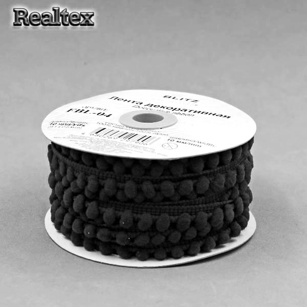 Тесьма декоративная FBL-04 10мм "Blitz" цв.113 чёрный