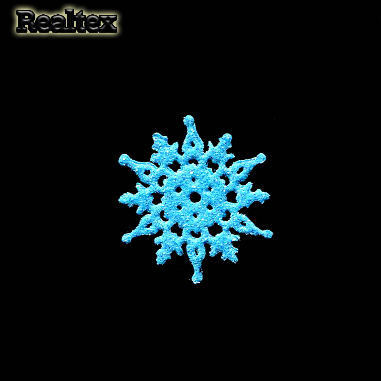 Набор 15 "Снежинки" из глиттерного фоамирана 35мм (10 шт) цв.бирюза