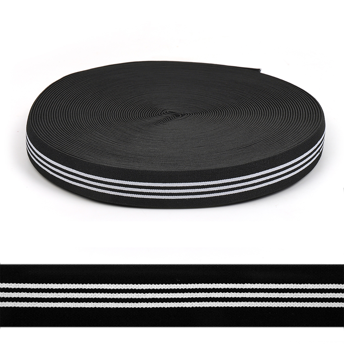 Резинка тканная 30мм TBY.ET3053 (25м) цв.черный/белый