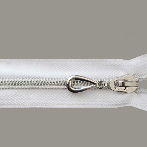 Молния витая декор. Т.5 90см разъемная замок N 5127 цв.белый/серебро