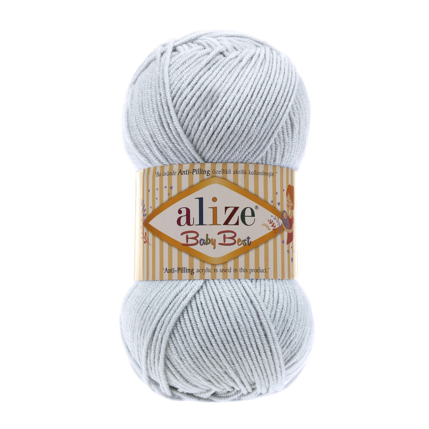 Пряжа Alize "Baby Best" (100гр) цв.224 светло-серый