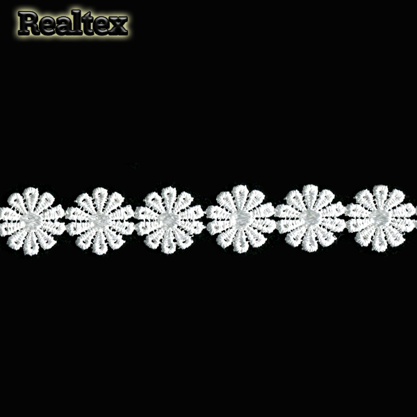 Кружево гипюр  25мм TBY 0575-1661 ромашка цв.01 белый