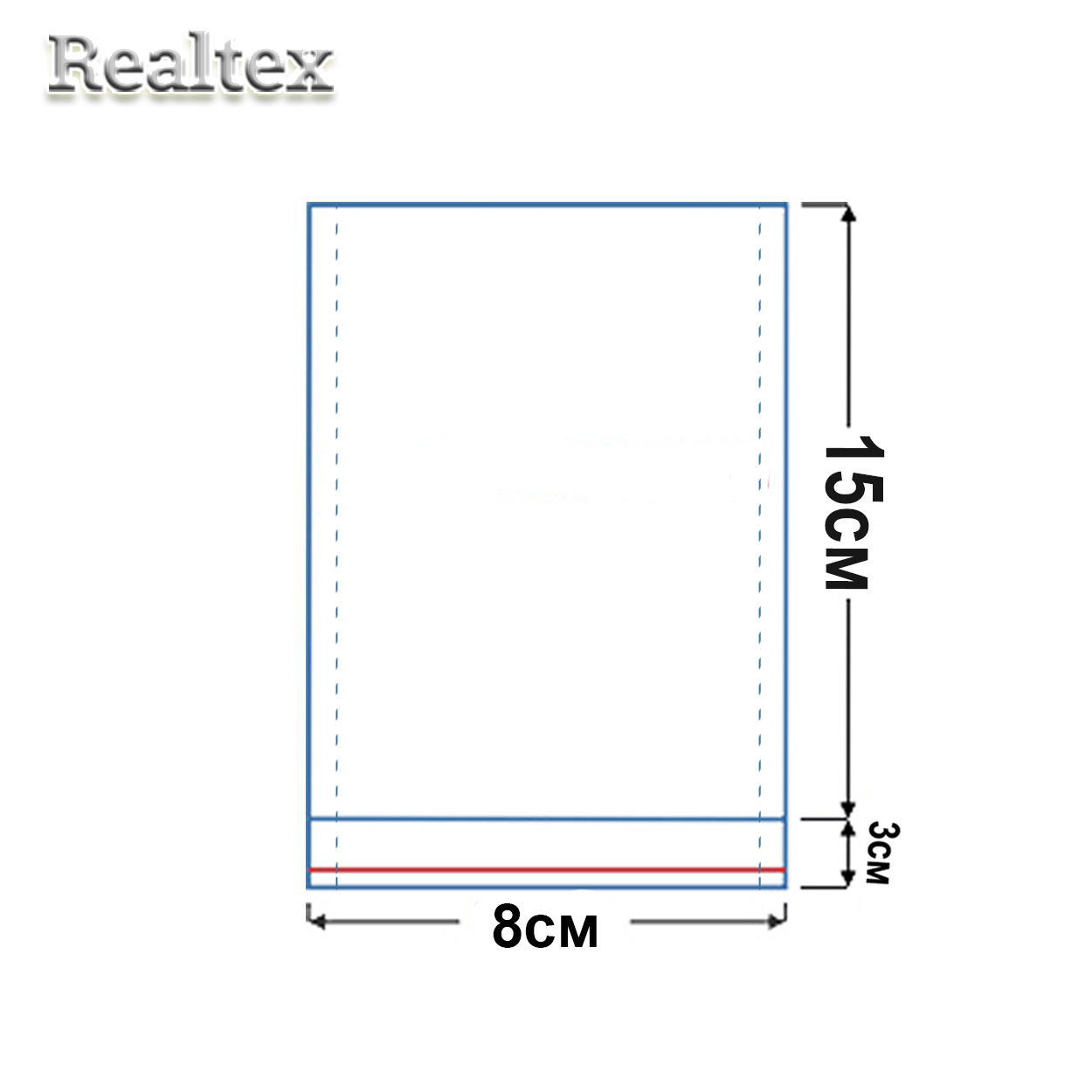 Пакеты упаковочные Realtex со скотч клапаном и перфорацией (двойной шов) 8*15+3см (200шт)