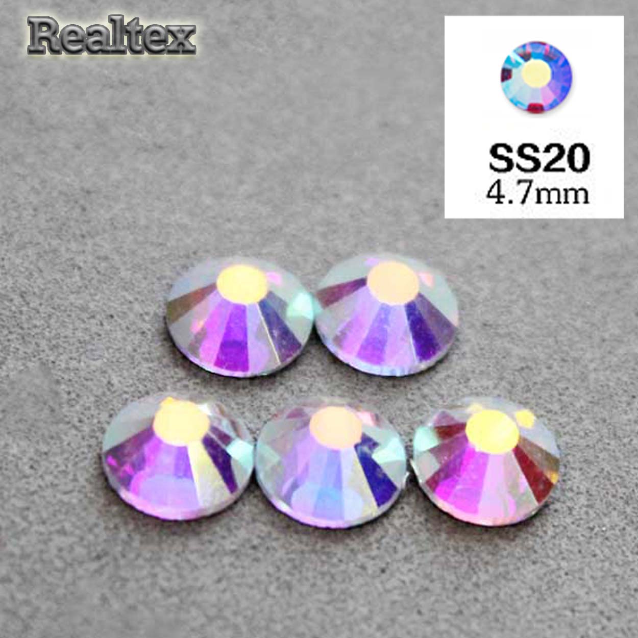 Стразы термоклеевые Реалтекс 20-SS (аналог страз Чехия) цв.AB crystal 