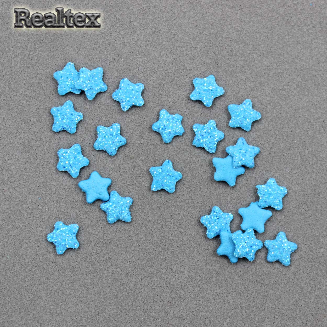Набор "Звёздочки" из глиттерного фоамирана 6мм (100шт) цв.бирюза
