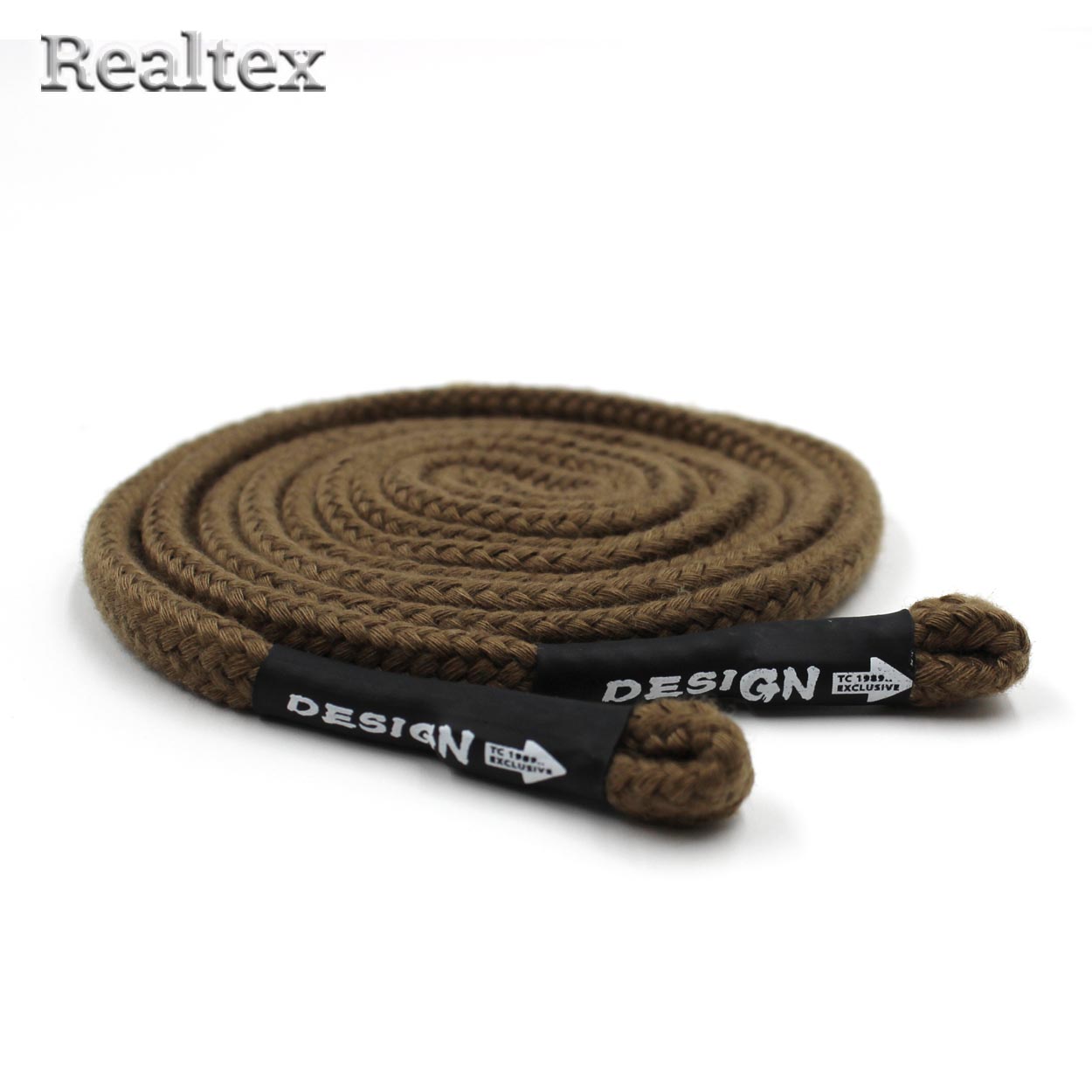 Шнур с наконечниками Realtex R- 6 круглый с наконечником Desigh шир.8мм дл.140см (10шт) цв.светло-коричневый