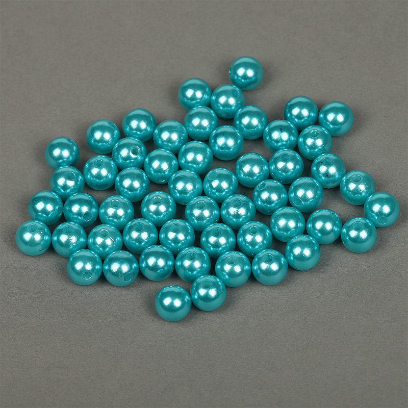 Бусины пластик Realtex 8мм под жемчуг (100гр) цв.099 ярко-бирюзовый