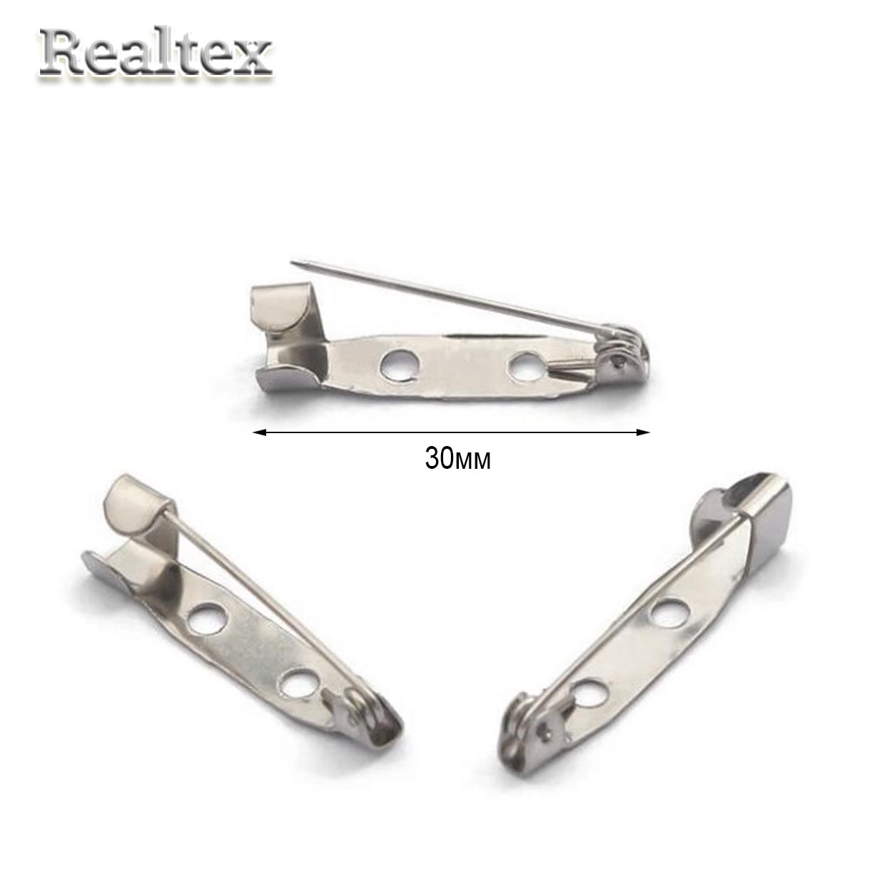 Заготовка для броши Реалтекс прямоугольная 30мм цв.никель