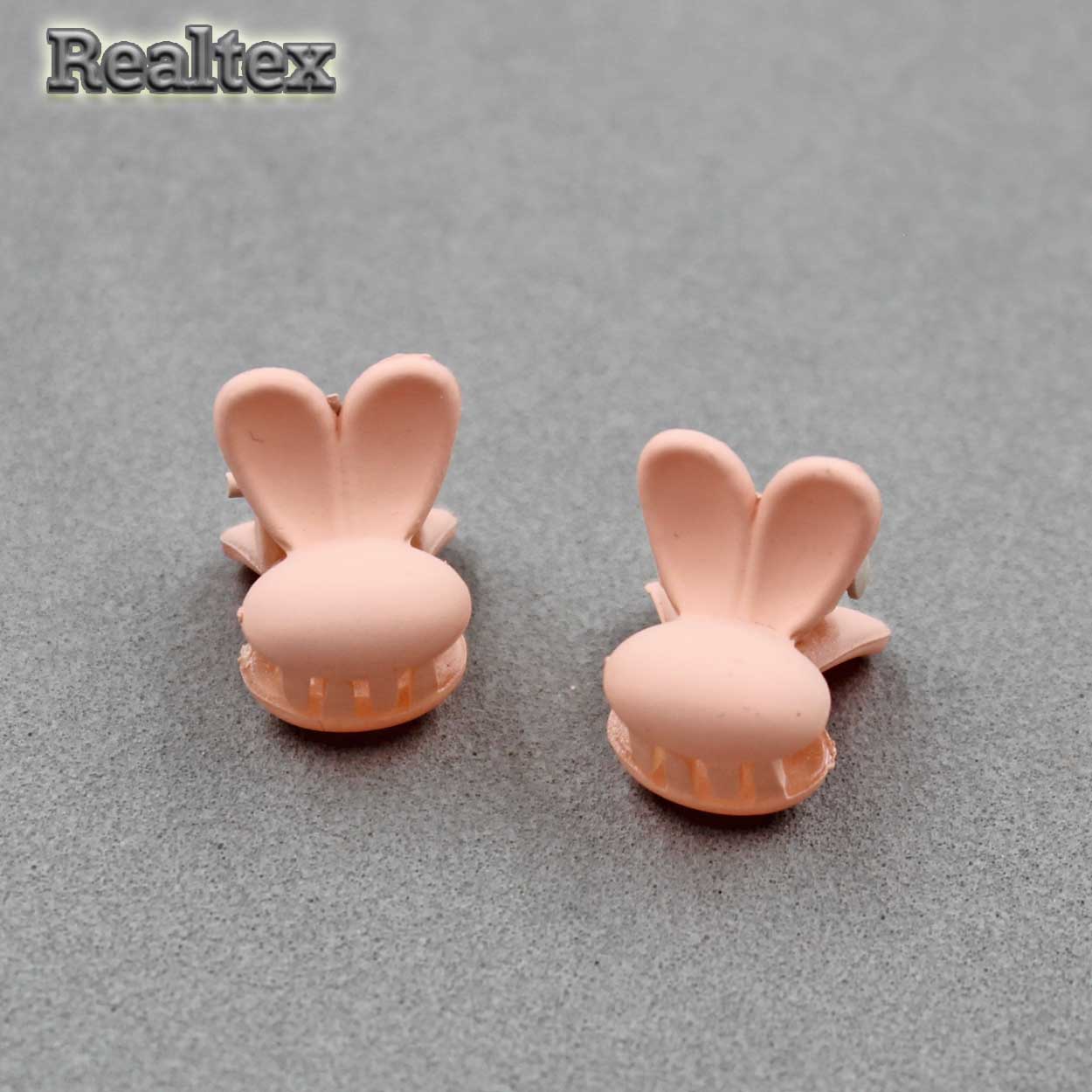 Заколка-краб мини 29552 "Зайка" (2шт) цв.персиковый