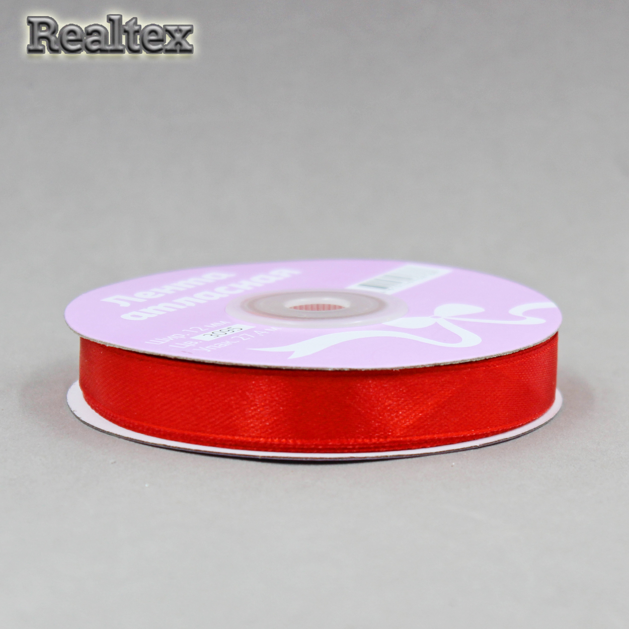 Лента атласная 12мм Realtex (27,4м) цв.3095 красный