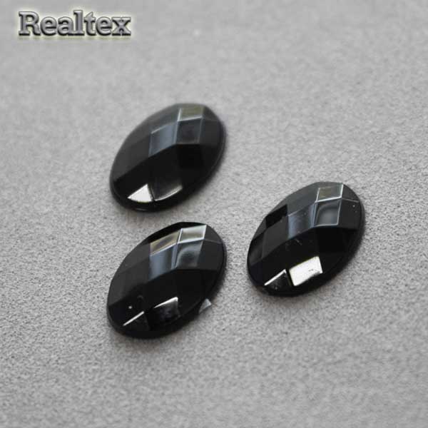 Стразы акриловые клеевые RS "Овал" 10*14мм цв.черный