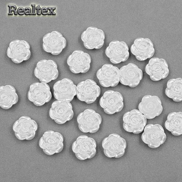 Полу-бусы пришивные Розочка 12мм (20гр) цв.белый