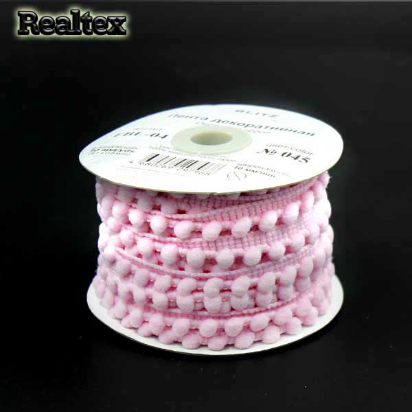 Тесьма декоративная FBL-04 10мм "Blitz" цв.067 светло-розовый