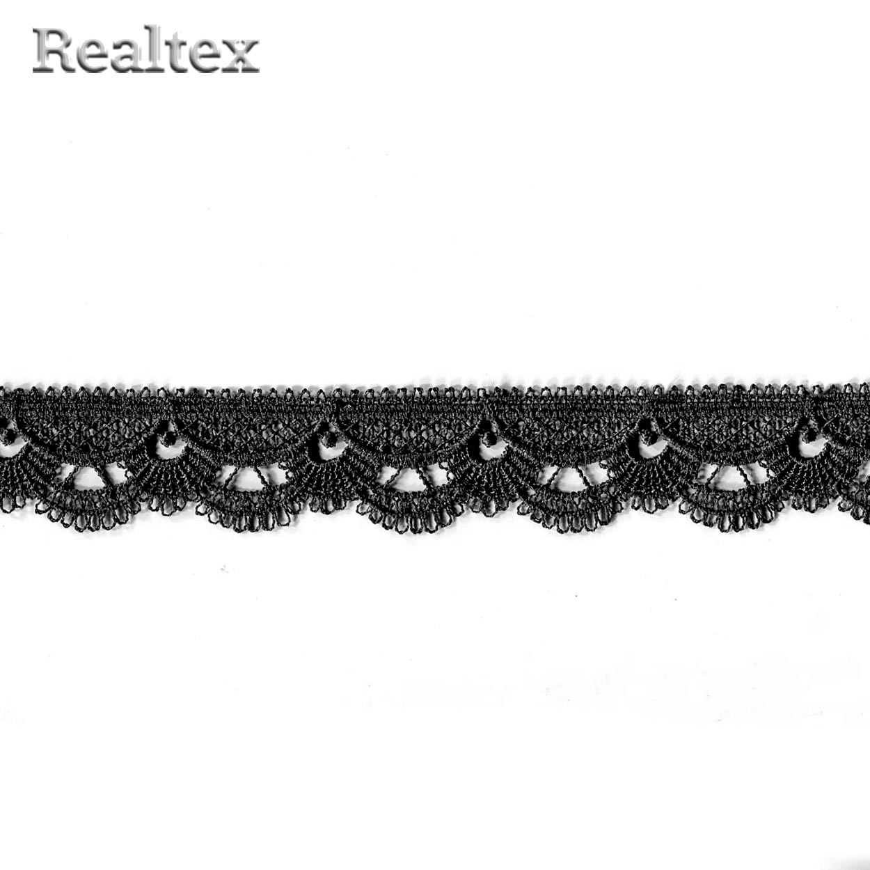 Кружево  гипюр  Realtex  25мм Z-3597 (13,7м) цв.черный  