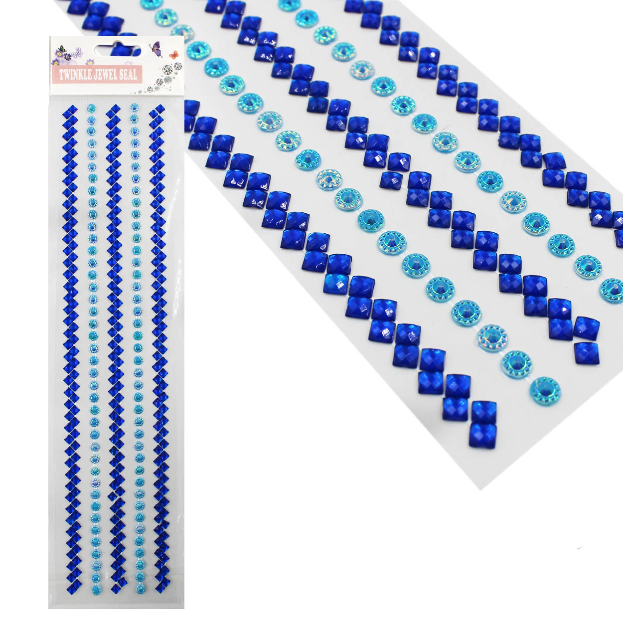 Стразы клеевые акриловые Realtex №1 (блистер) (334шт) цв.синий/бирюзовый