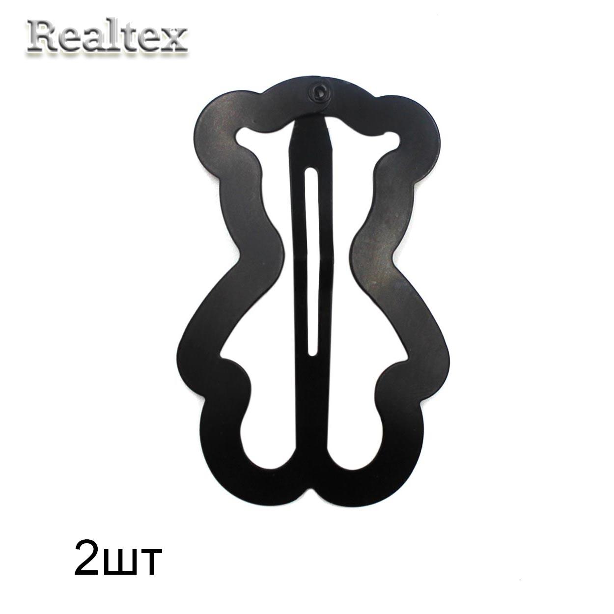 Заготовка для заколок "R" Мишка 60мм (2шт) цв.черный