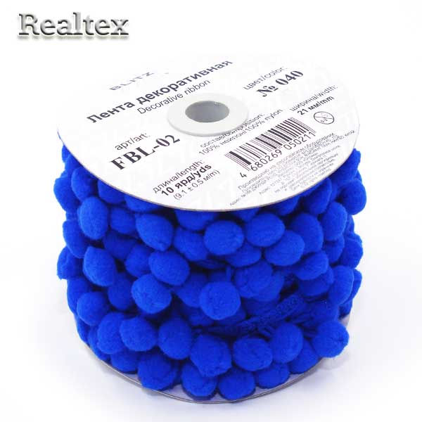 Тесьма декоративная FBL-02 21мм "Blitz" цв.040 синий 