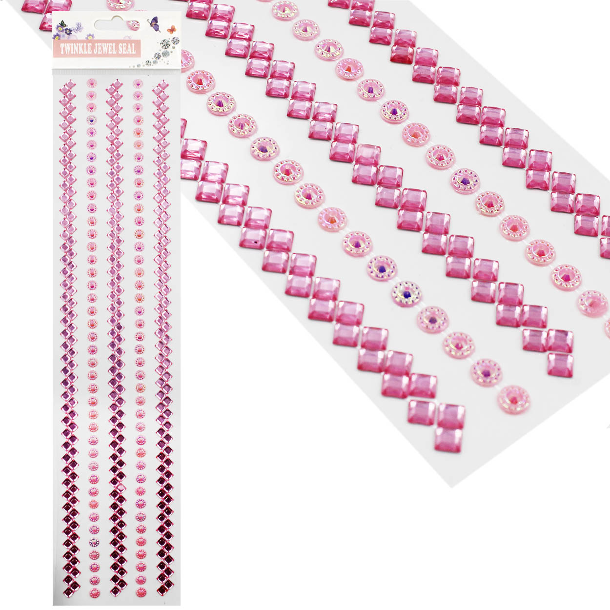 Стразы клеевые акриловые Realtex №1 (блистер) (334шт) цв.розовый