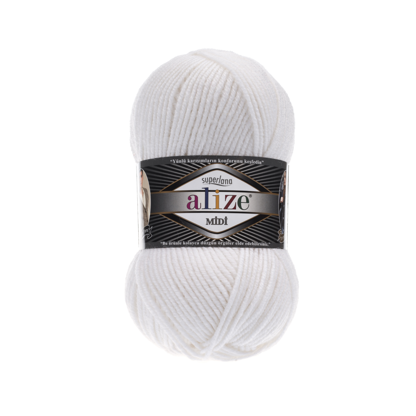 Пряжа Alize "Super Lana Midi" (100гр) цв.белый 55