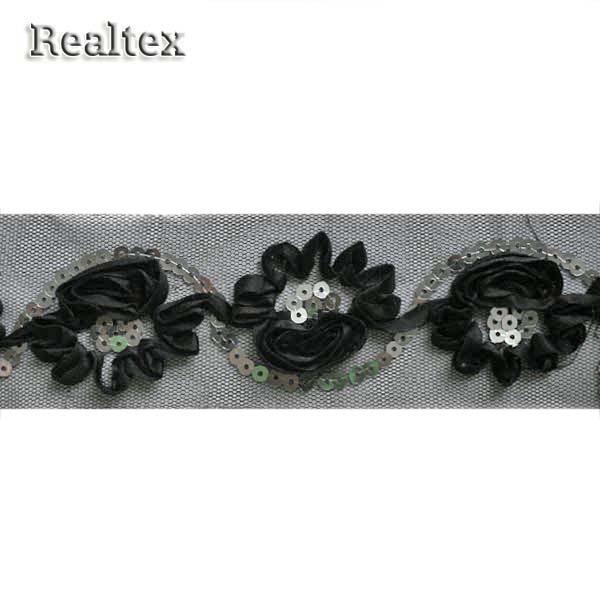 Тесьма с пайетками XDG 477 60мм цв.черный