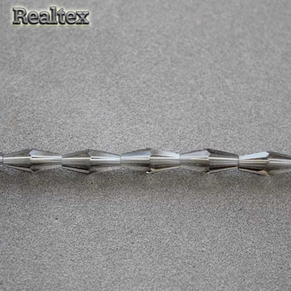 Бусины Реалтекс стеклянные граненые 4*12мм "Биконус" на нитях цв.11 дым