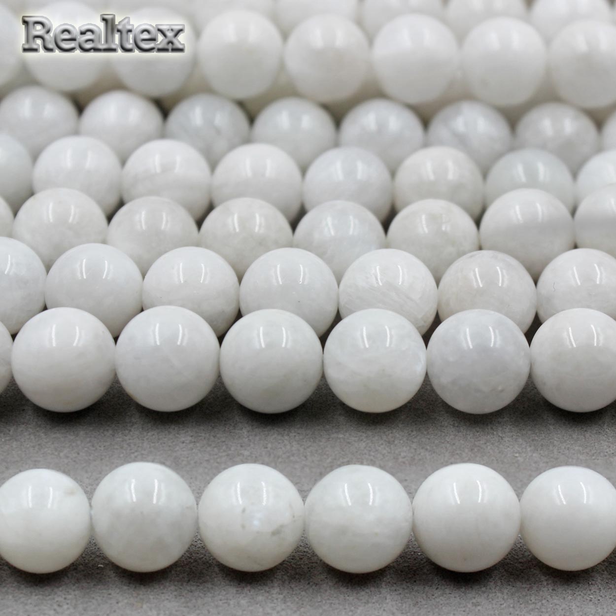 Бусины Реалтекс из натурального камня Лунный камень 10мм дл.38см (37шт) цв.белый непрозрачный