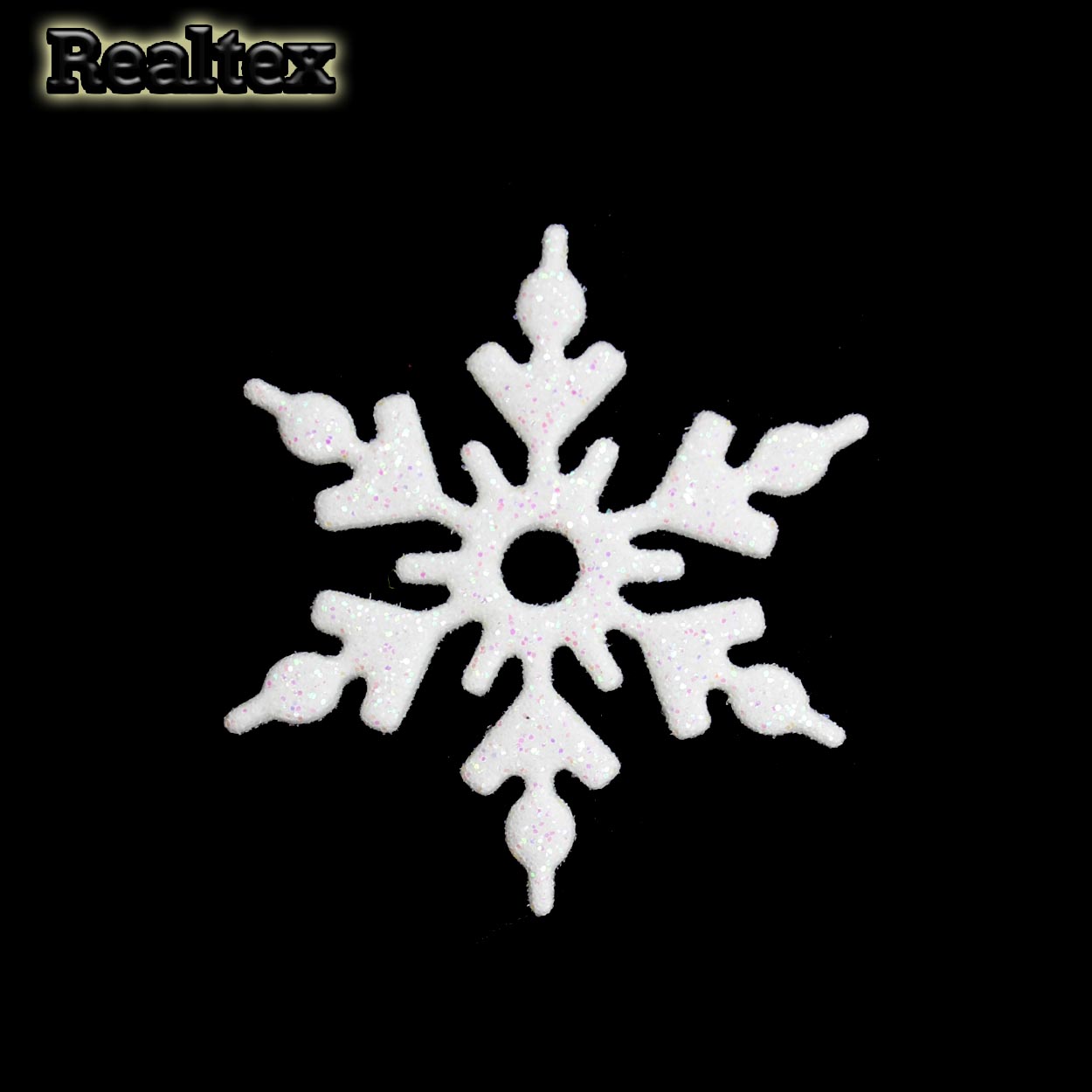 Набор 06 "Снежинки" из глиттерного фоамирана 40мм (10 шт) цв.белый