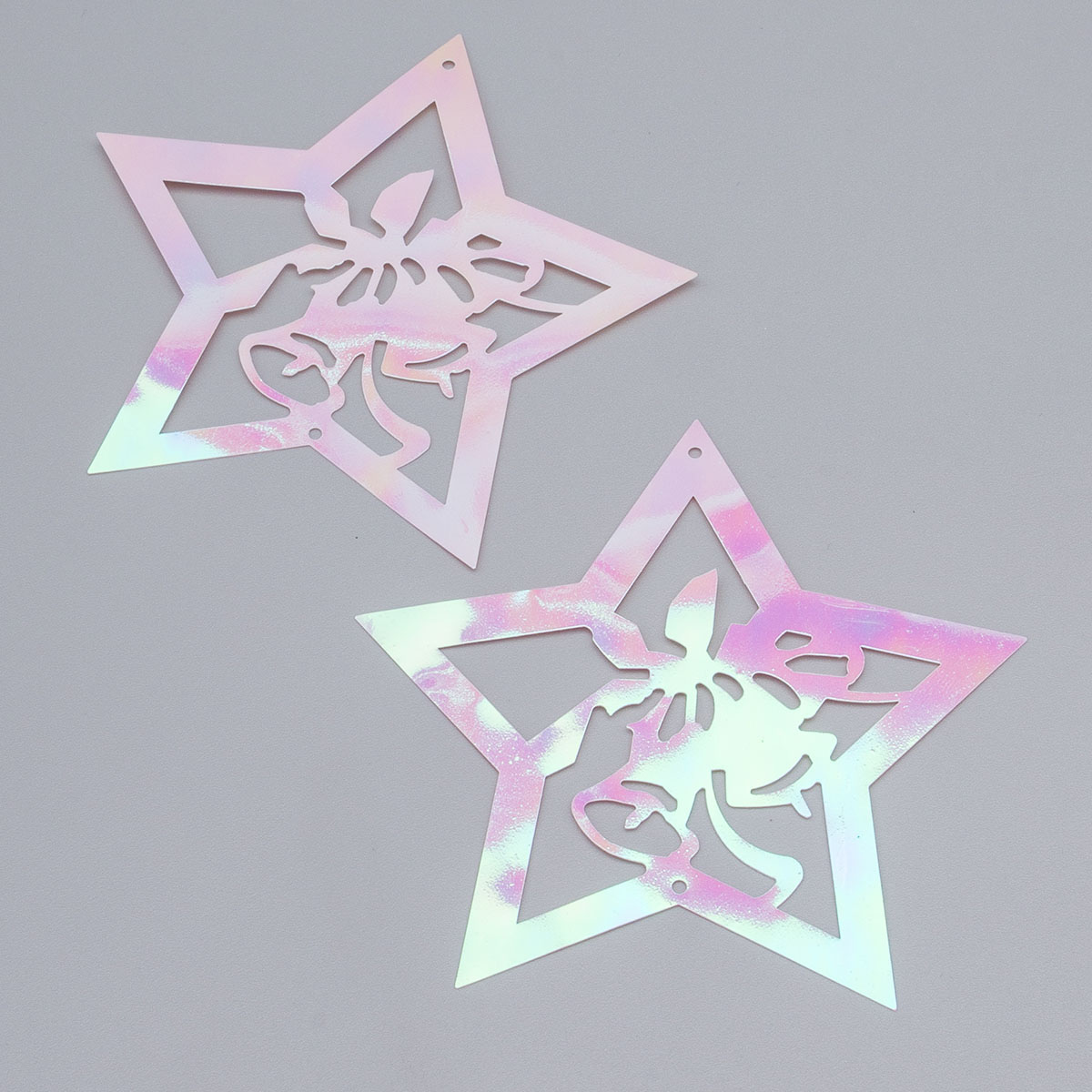 Пайетки "Астра" "колокольчик в звезде" 9*9см (30шт) цв.перламутр голограмма