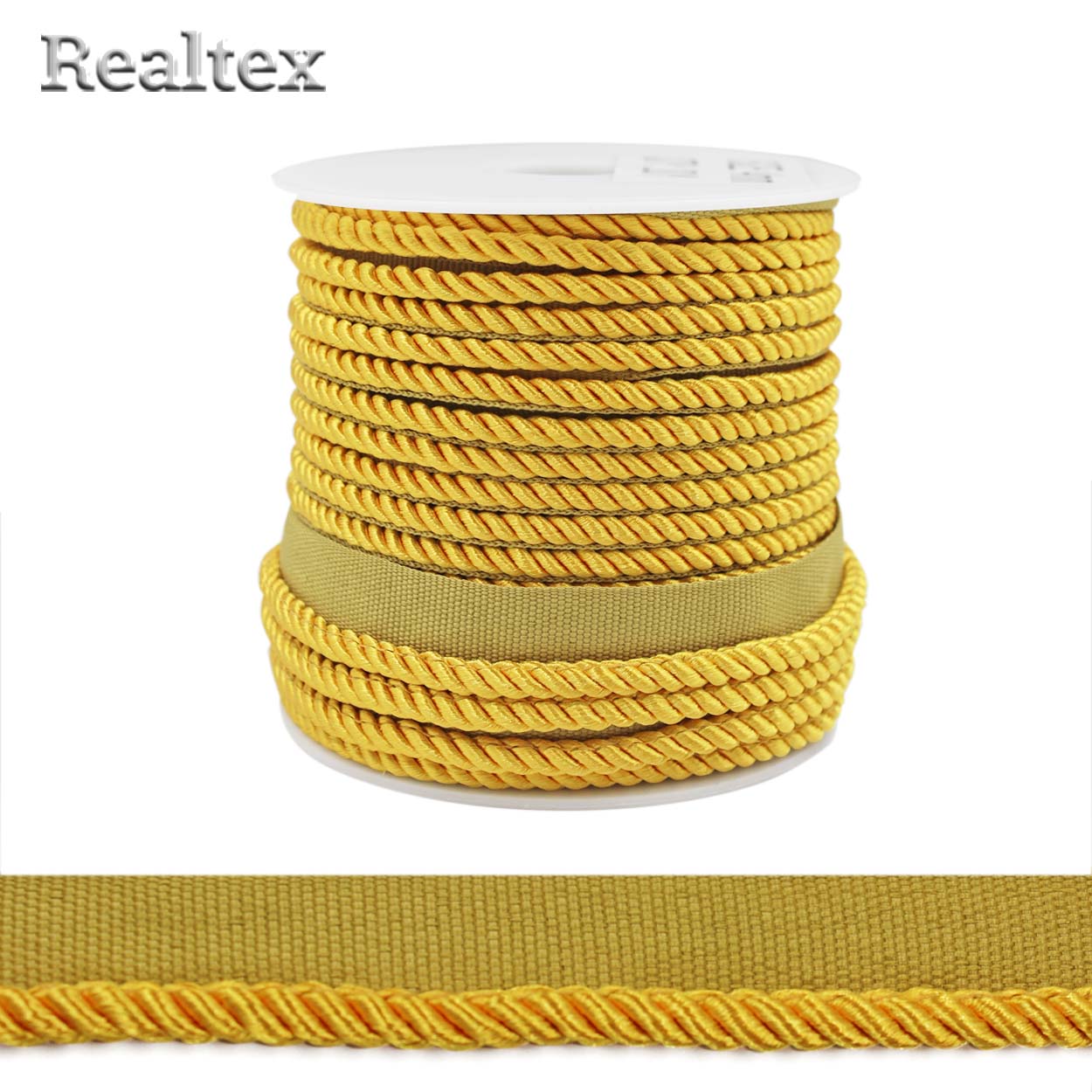 Кант витой мебельный Realtex 4мм (18,3м) цв.07 под золото