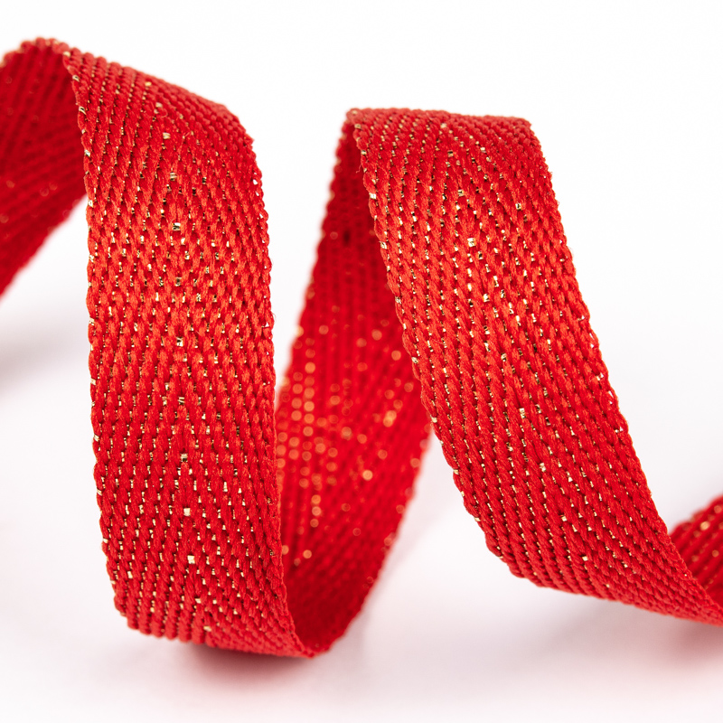 Тесьма киперная 90370 металлизированная 13мм (50м) цв.красный/золото